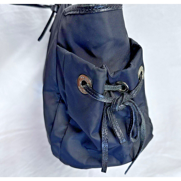 Kate Spade Maise Black Nylon Large Tote‎ Shoulder Bag Side Pockets Purse Leather - Picture 3 of 12